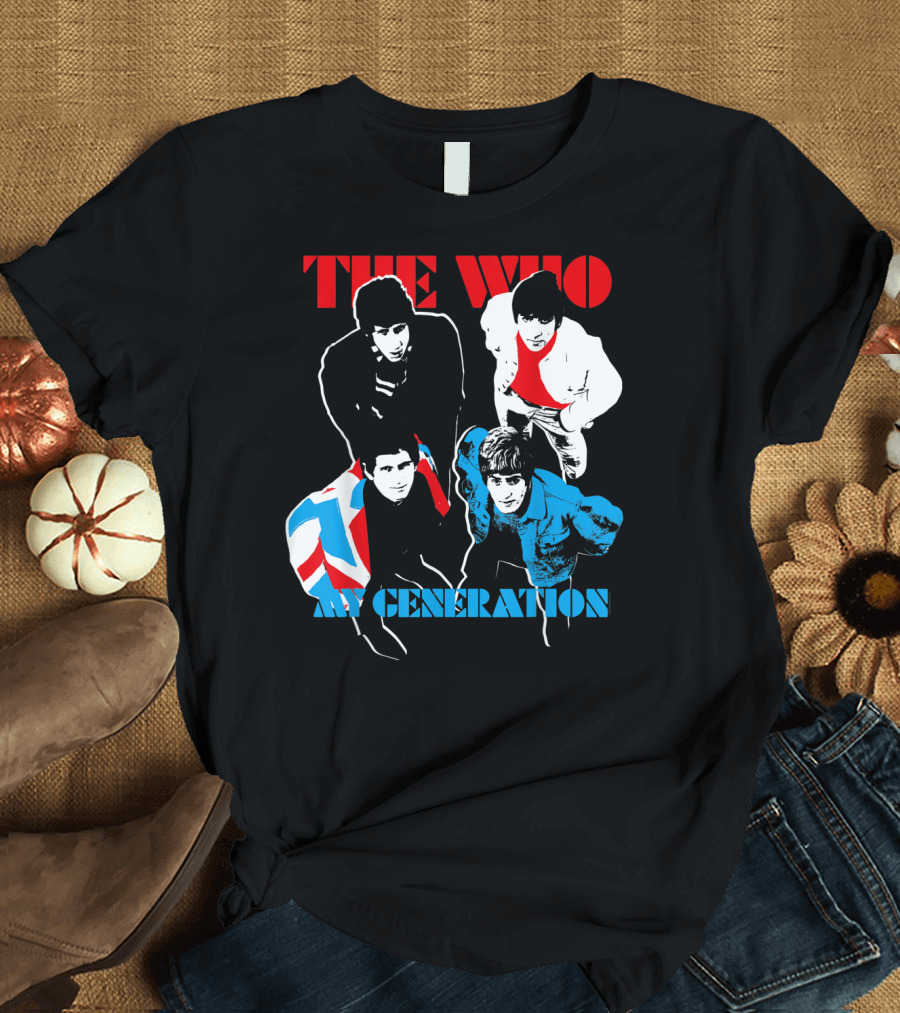 The Who My Generation Band Members with Union Jack Flag T-Shirt