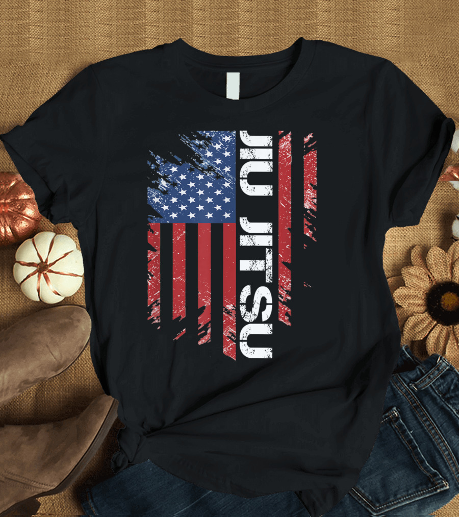 Vintage American USA Flag Jiu Jitsu T-Shirt