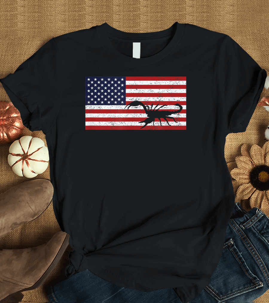 Vintage Distressed American Flag Scorpion T-Shirt
