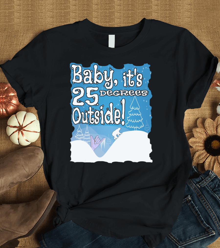 Baby, It's 25 Degrees Outside Polar Bear Christmas Holiday T-Shirt