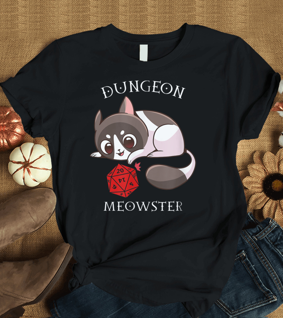 Dungeon Meowster Nerd RPG Table Top Funny Cat T-Shirt
