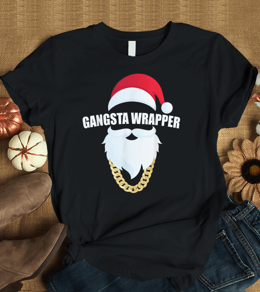 Gangsta Wrapper Santa Hat Beard Chain T-Shirt