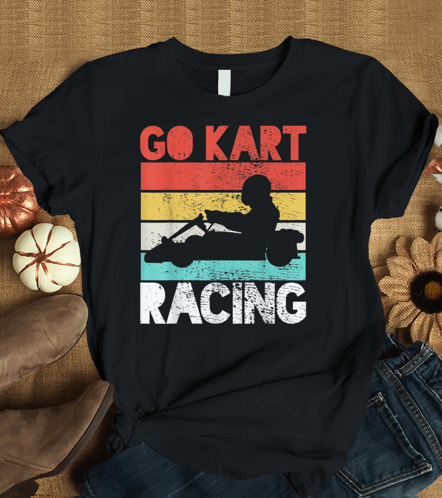 GO KART RACING Retro Stripes T-Shirt