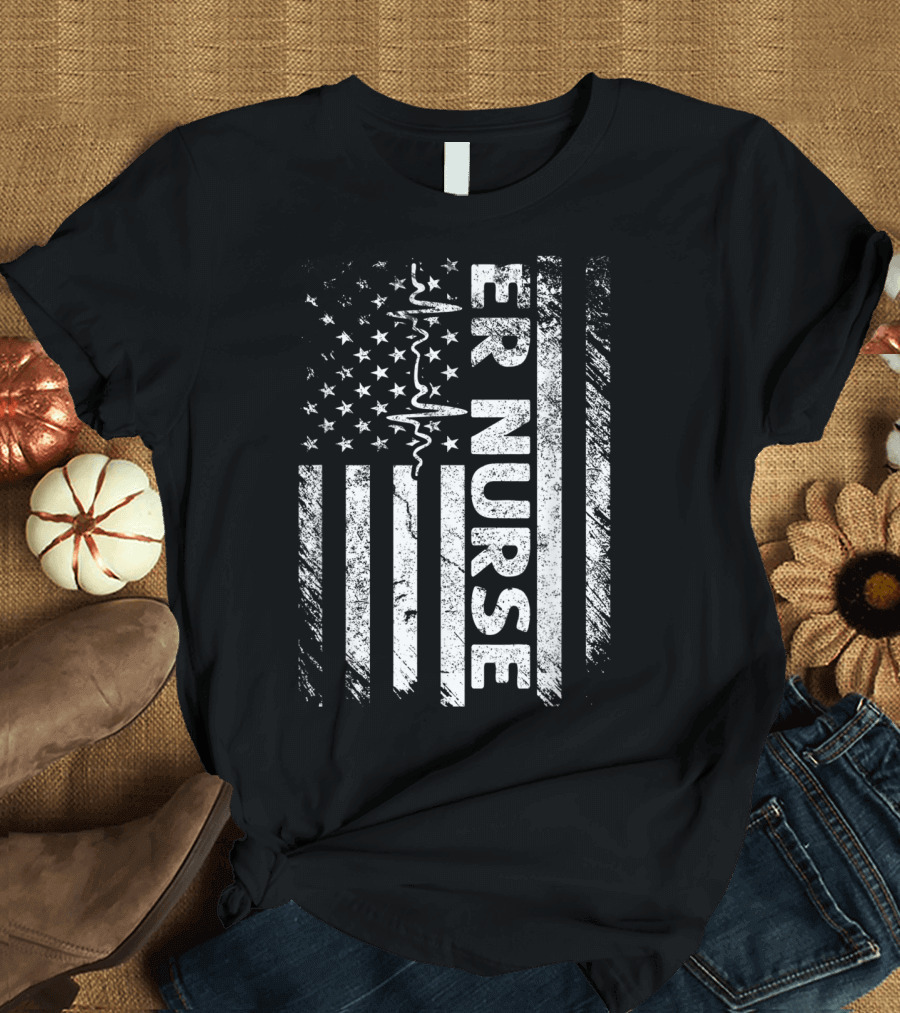 ER Nurse Classic Distressed Flag T-Shirt