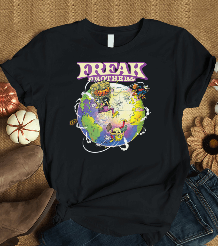 Freak Brothers World Adventures with Cartoon Characters T-Shirt