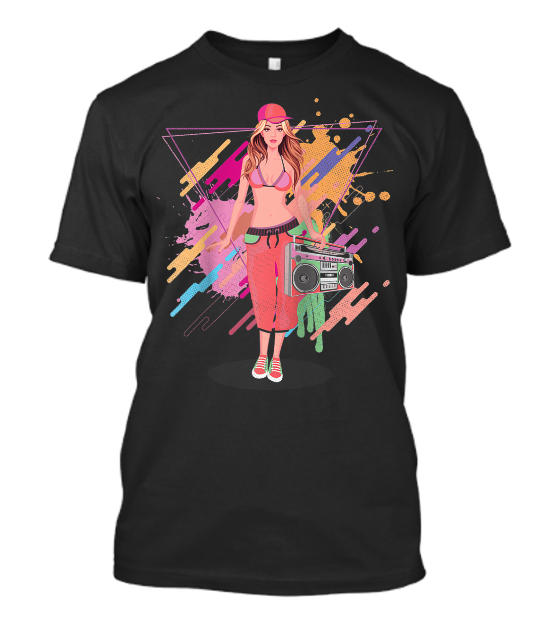 Freestyle Music Street Hip Hop Crew Boombox Girl T-Shirt