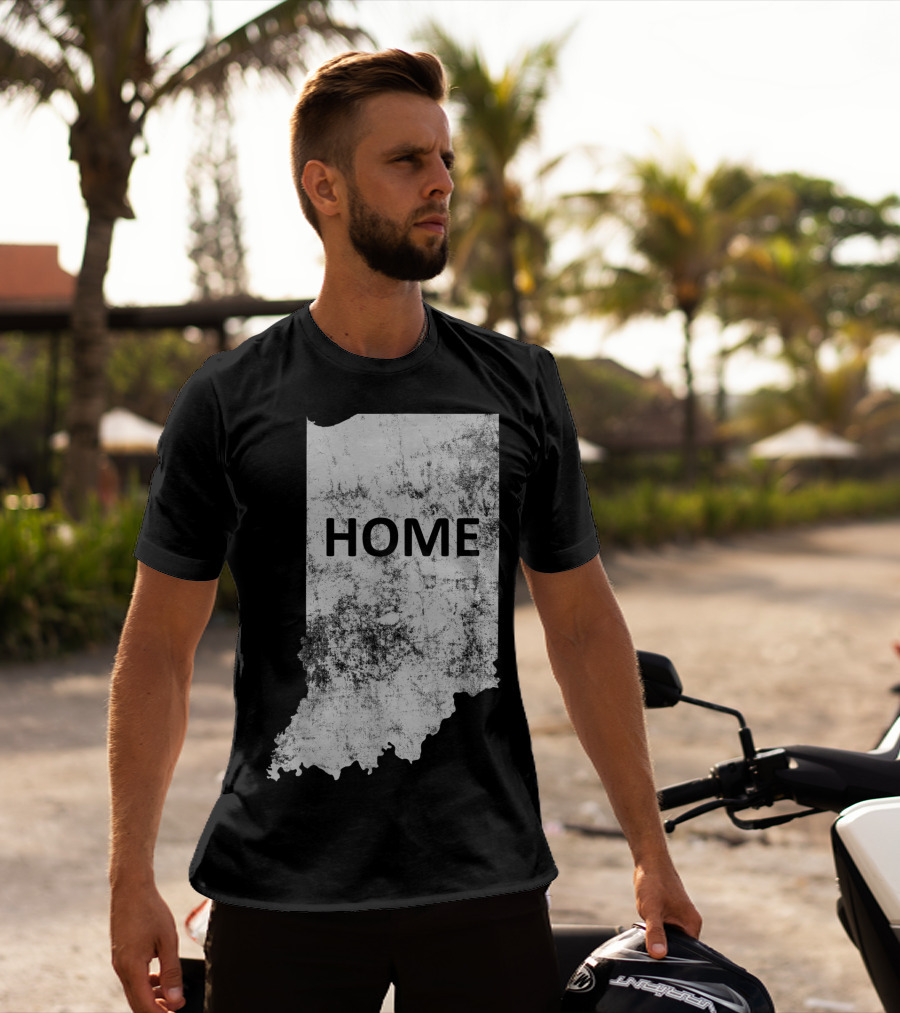Indiana Home State Grunge Text Map T-Shirt
