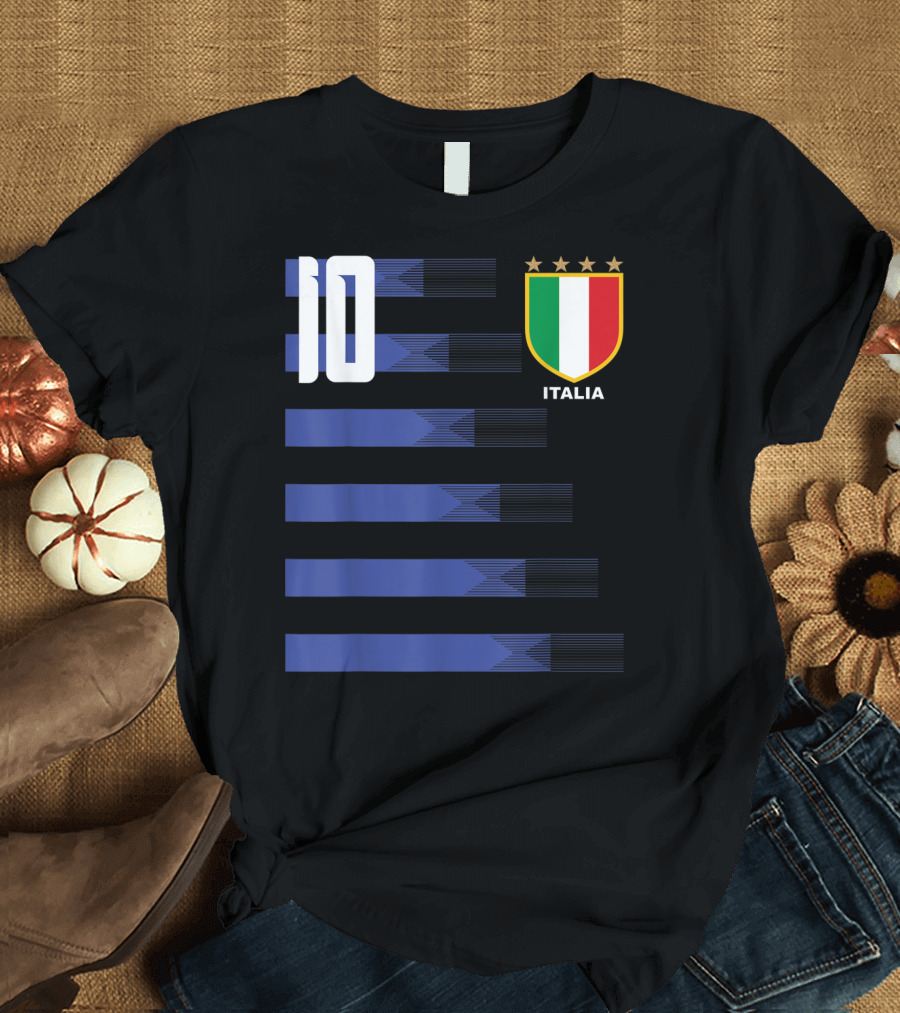 Italia Calcio Soccer Shirt Italian Flag Icon Number 10 T-Shirt
