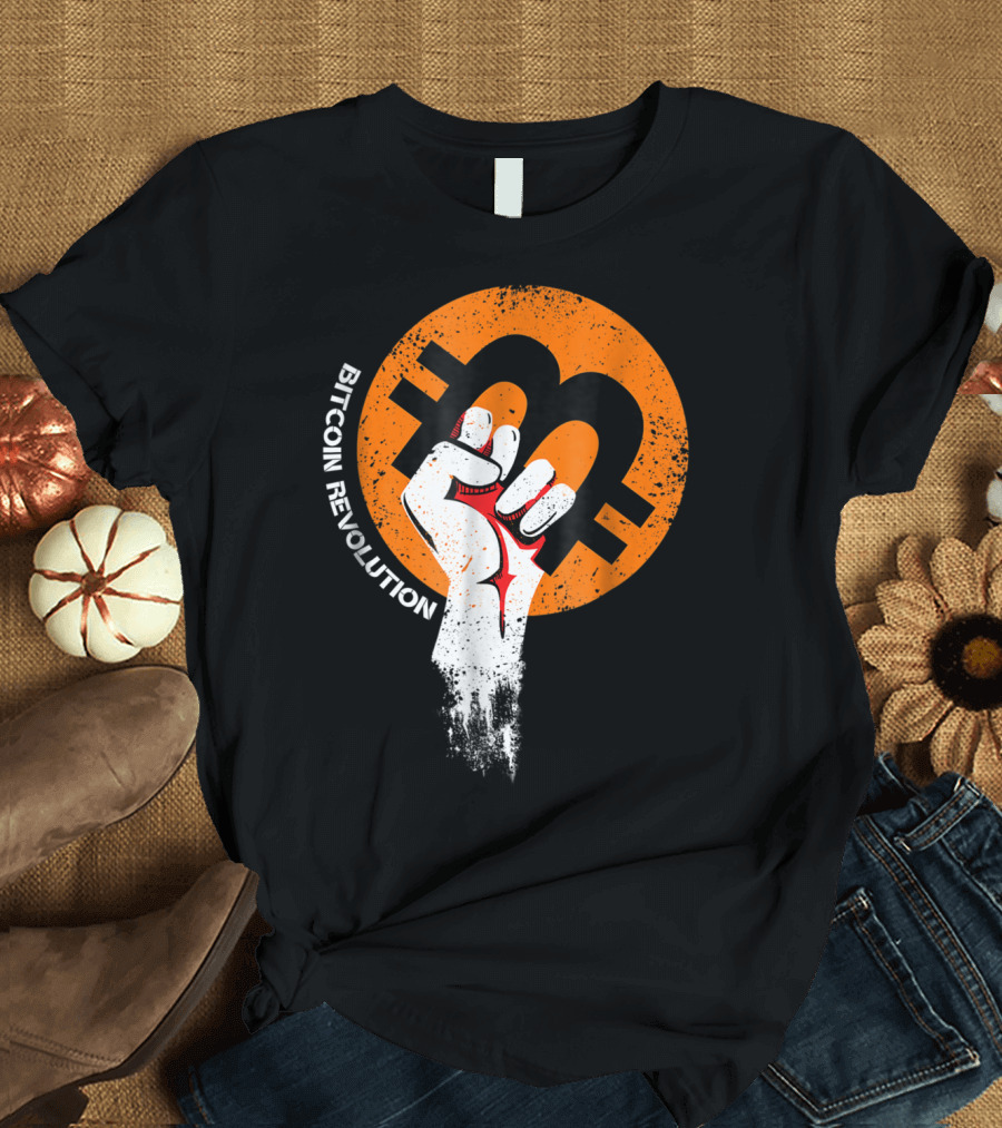 Bitcoin Cryptocurrency BTC Revolution Fist T-Shirt