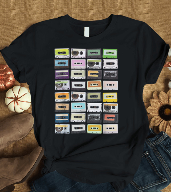 T-Shirt: Colorful 1980s Cassette Tape Mixtapes Radio Music T-Shirt Colorful 1980s Cassette Tape Mixtapes Radio Music T-Shirt
