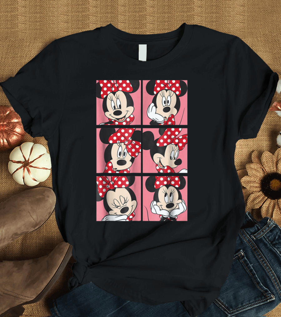Disney Minnie Mouse Red Polka Dot Bow Pink Grid Expressions T-Shirt