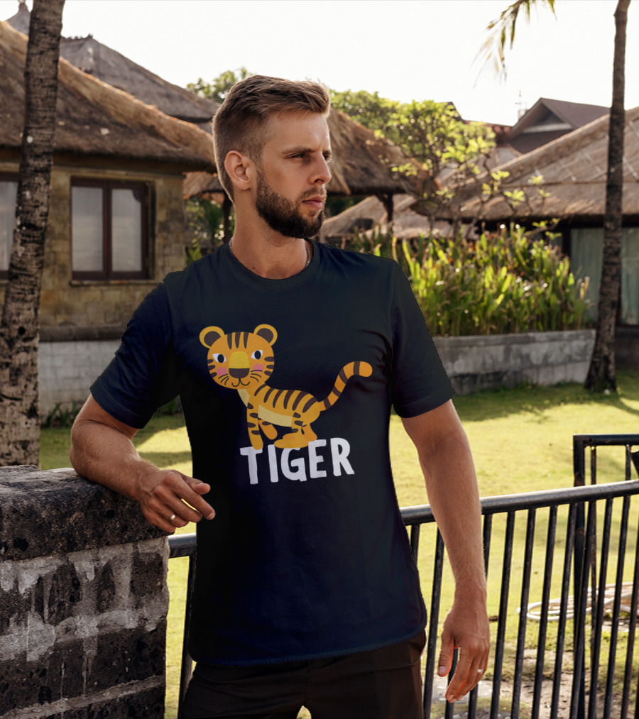 Tiger Cartoon Illustration For Kids And Girls T-Shirt