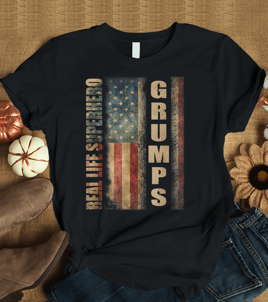Real Life Superhero Grumps America Flag Mens T-Shirt