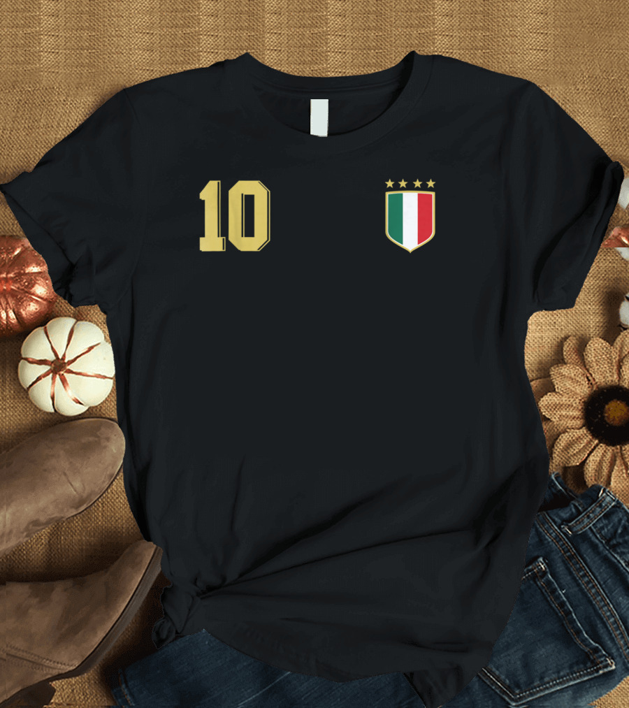 Italia Retro Soccer Jersey Italy Football 10 Crest Stars T-Shirt