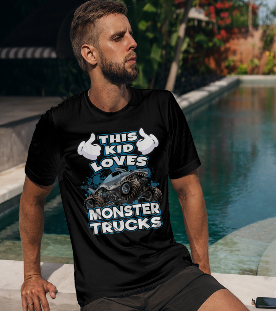 This Kid Loves Monster Trucks And Shark-Themed Off-Road Vehicles T-Shirt