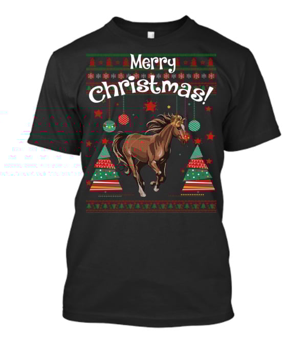 Merry Christmas Funny Horse Holiday Festive Ornaments T-Shirt