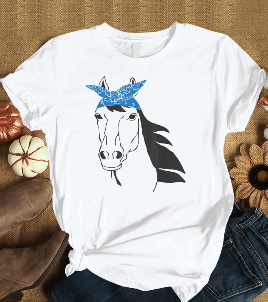 Cowgirl Horse Mom Farm Country Girl with Blue Bandana T-Shirt