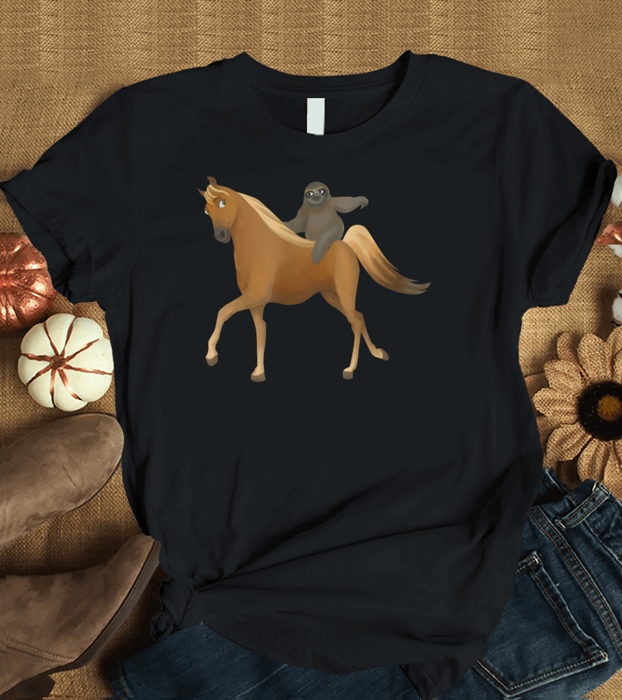 Funny Sloth Riding Horse Pony T-Shirt