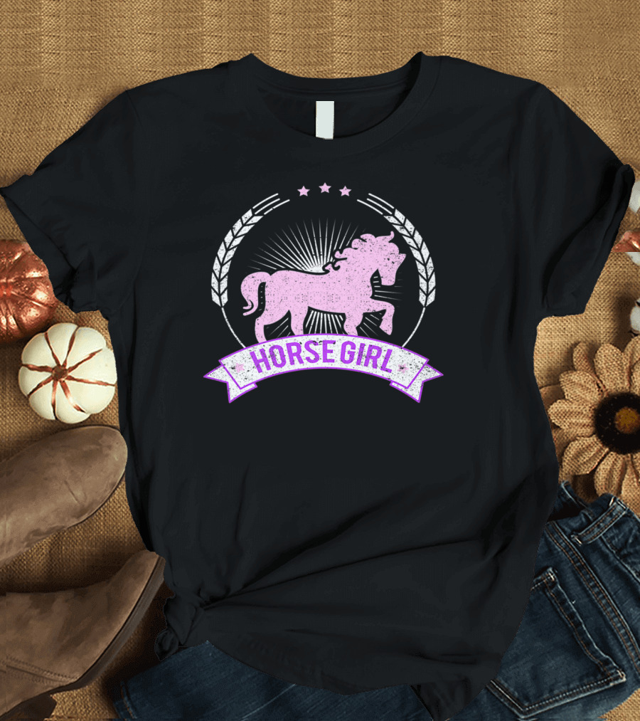 Horse Girl Equitation Riding Horse Lovers Emblem T-Shirt