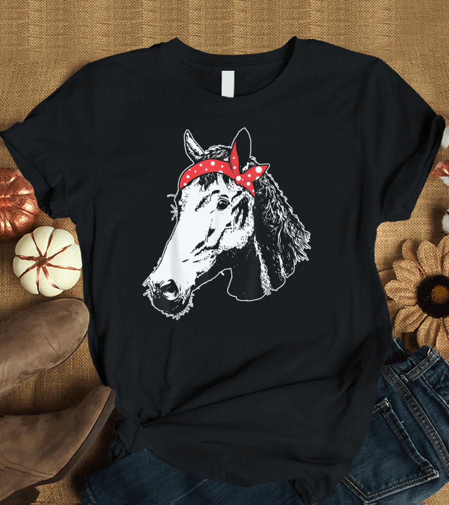 Funny Horse Red Bandana I Love Horse T-Shirt