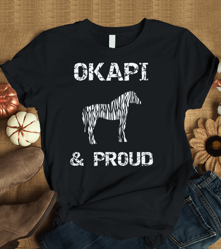 Okapi and Proud Striped Horse Design Giraffe Llama Humor RQ T-Shirt