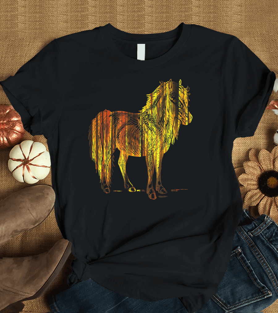 Golden Sparkling Horse Illuminated Elegance T-Shirt