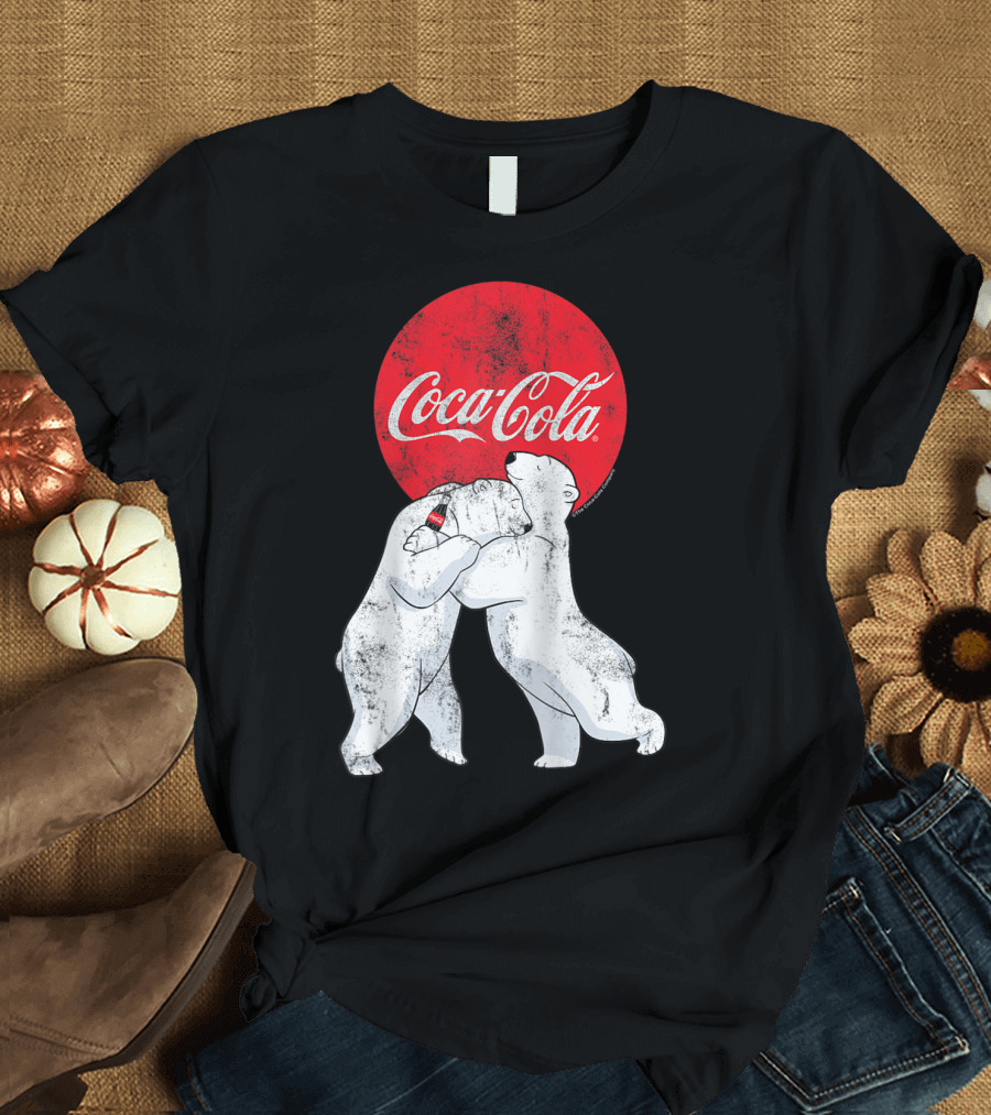 Coca-Cola Christmas Polar Bears Hugging with Red Circle Classic BL T-Shirt