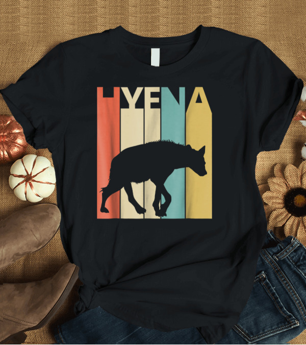 T-Shirt: Hyena Retro Silhouette Vintage Stripes T-Shirt Hyena Retro Silhouette Vintage Stripes T-Shirt