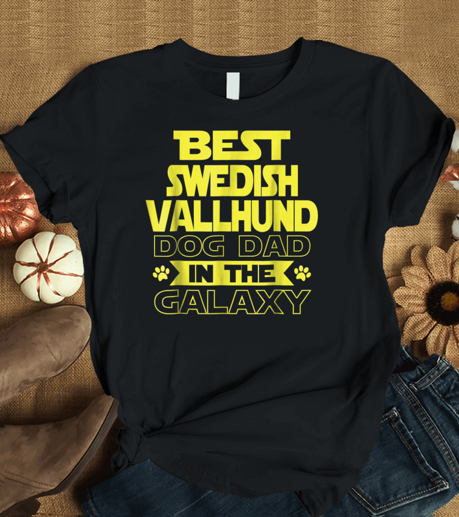 Best Swedish Vallhund Dog Dad In The Galaxy T-Shirt