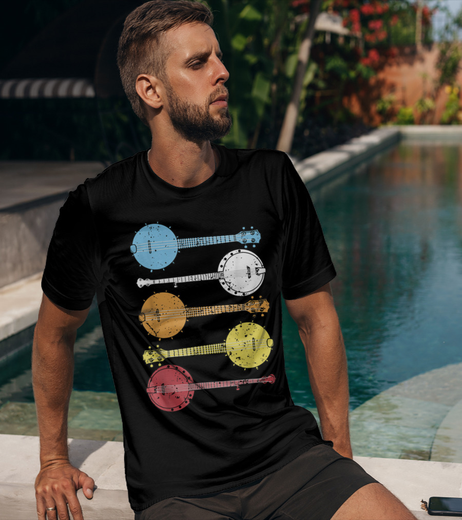 Vintage Banjo Country Music Colorful Banjos T-Shirt