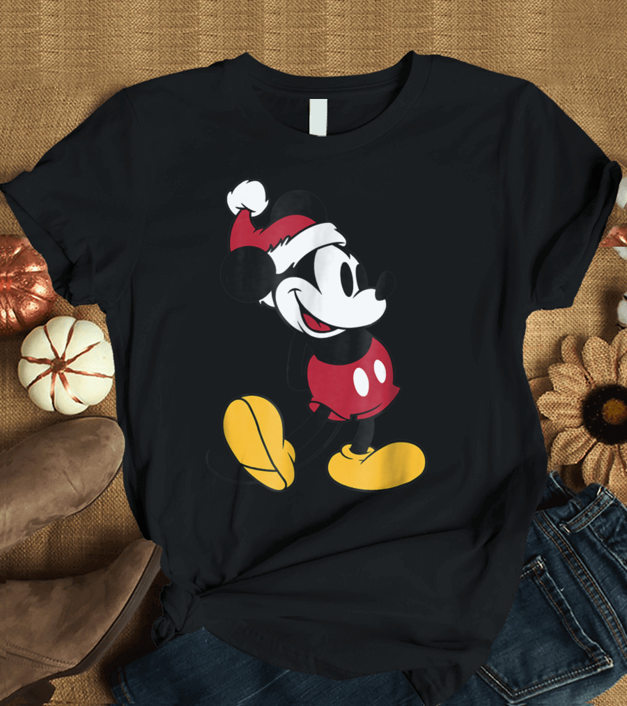 Disney Classic Mickey Mouse in Santa Hat T-Shirt