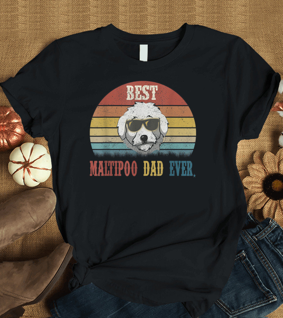 BEST Maltipoo Dad EVER Vintage Style Dog Lovers Father's Day T-Shirt