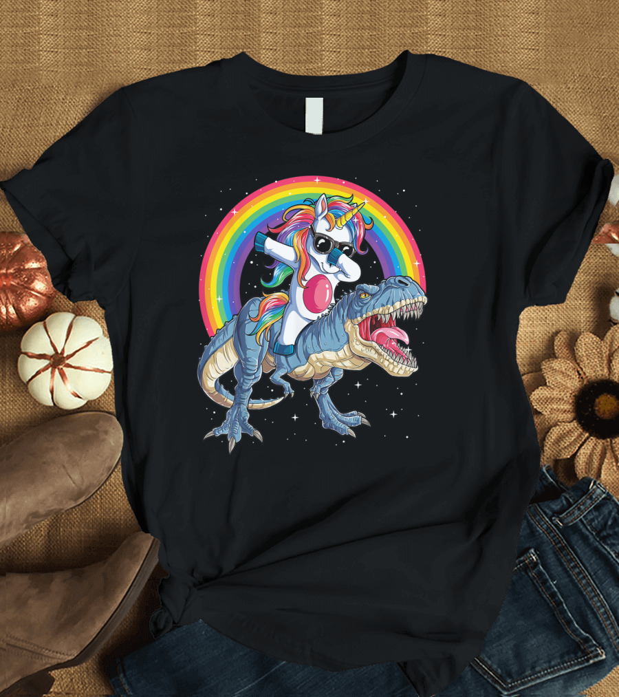 Unicorn Dabbing on T-Rex T-Shirt