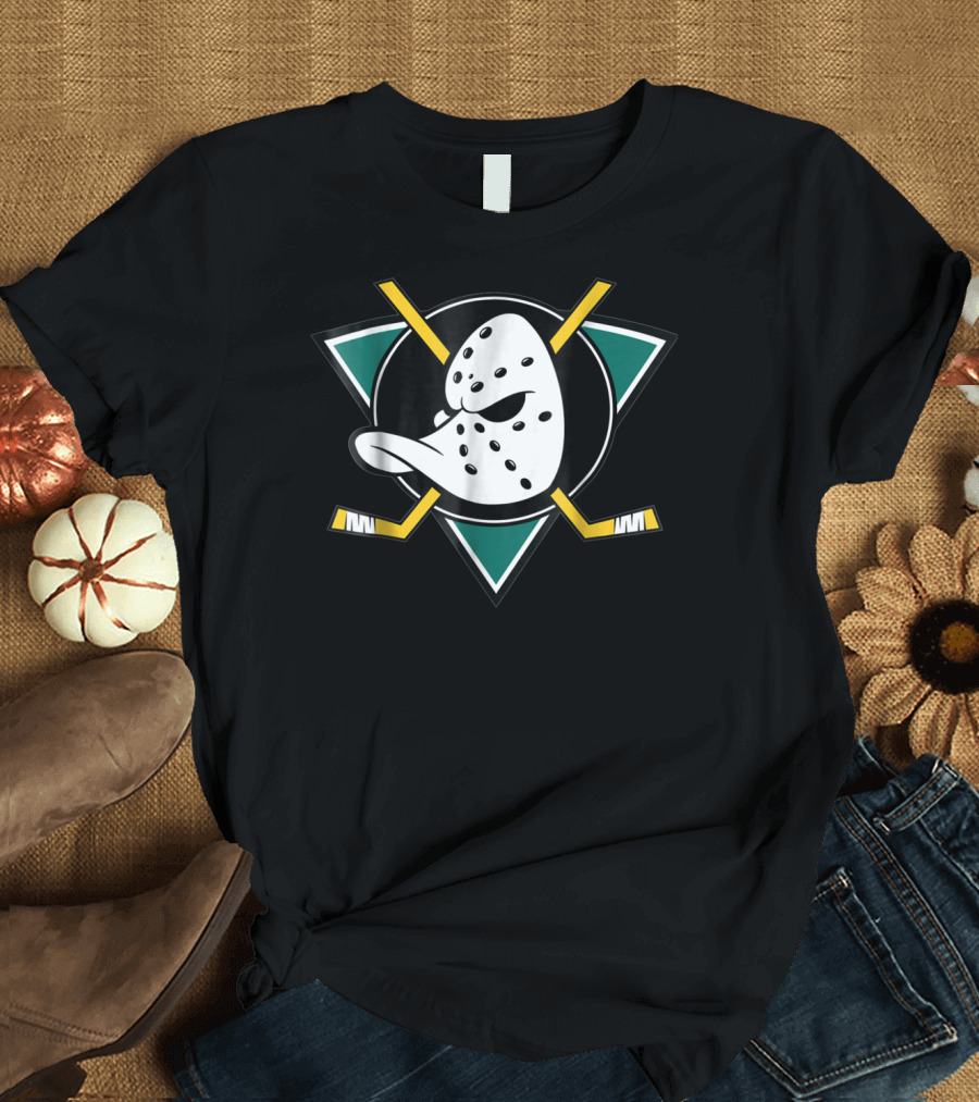 Mighty Ducks Hockey Mask Logo with Crossed Sticks T-Shirt