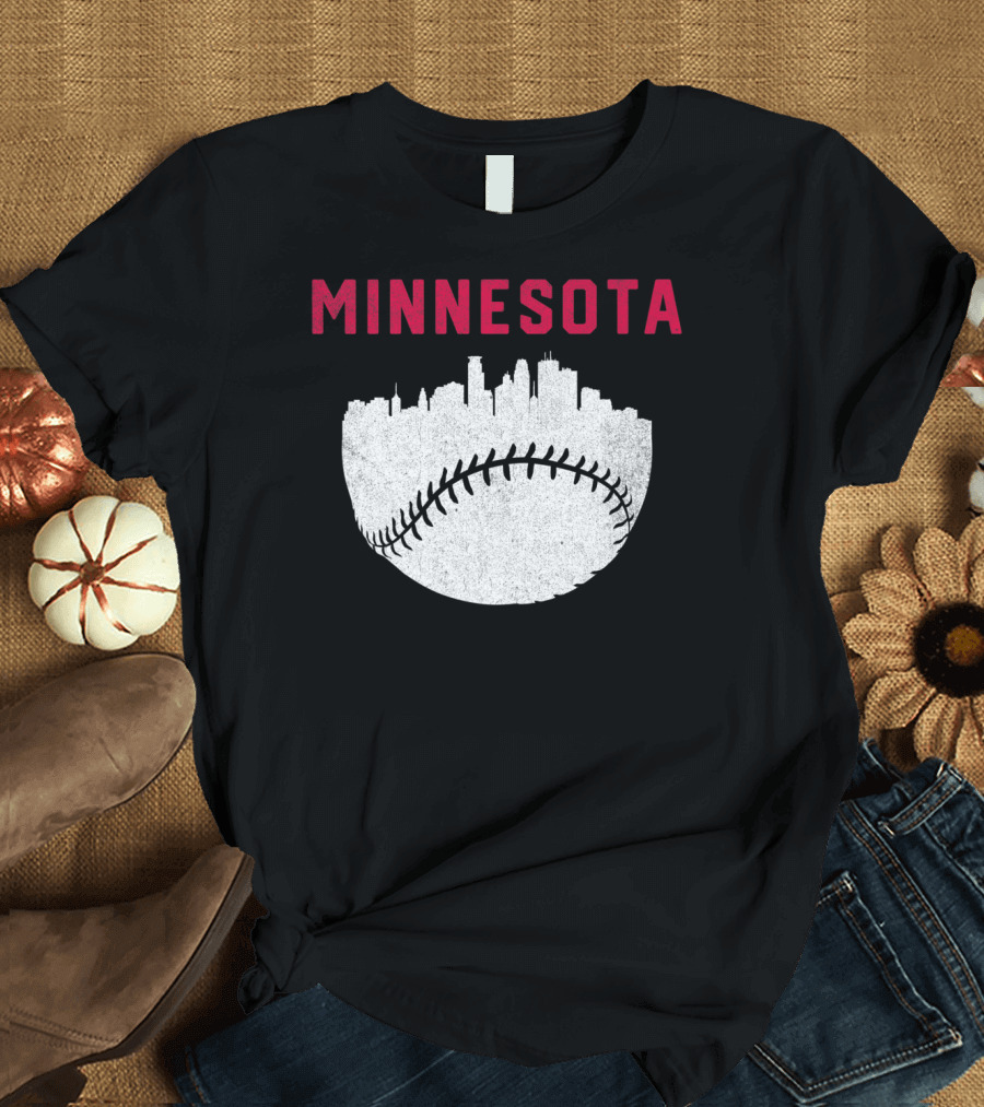 MPLS Minnesota Skyline Baseball Vintage T-Shirt
