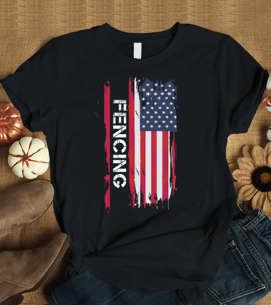Fencing American Flag T-Shirt