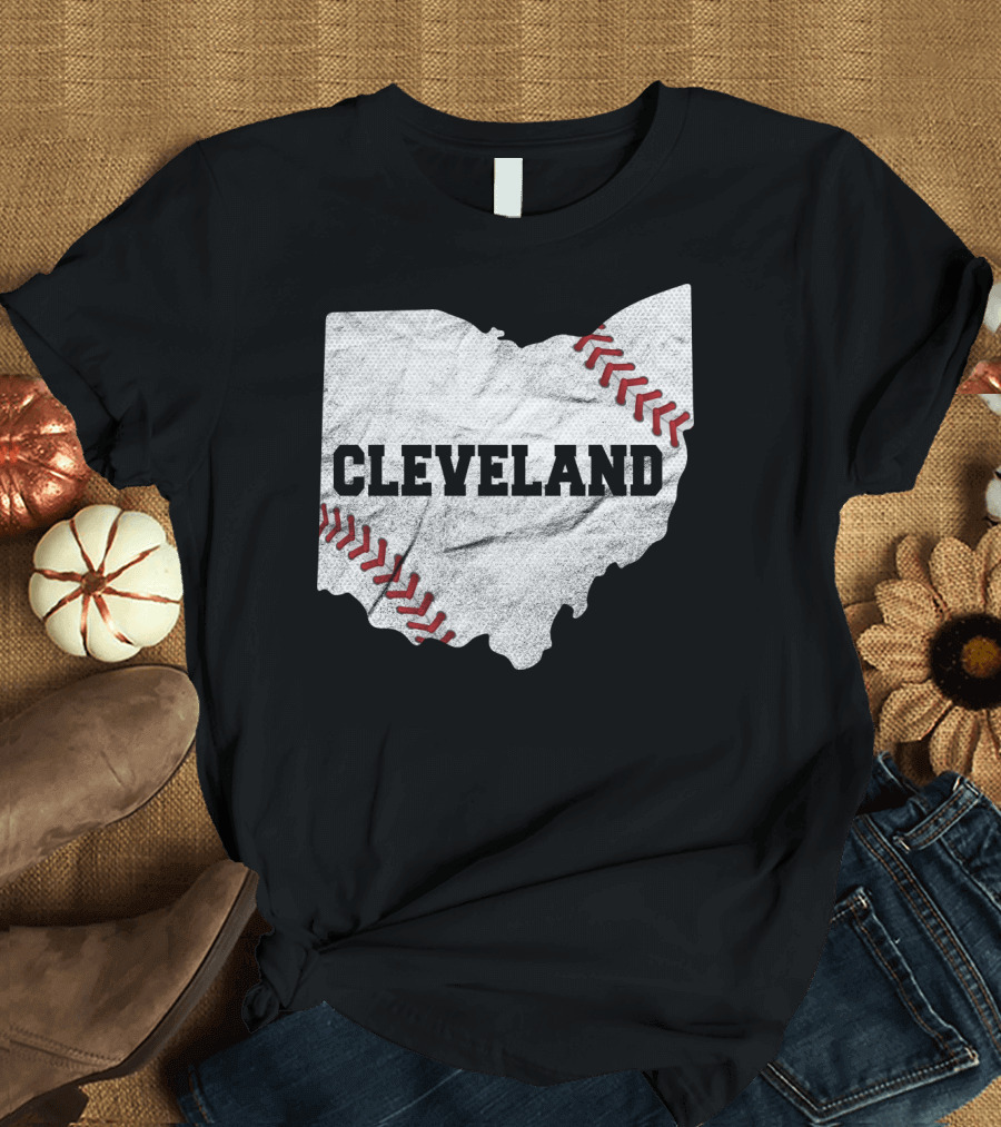 Cleveland Ohio Baseball Map T-Shirt