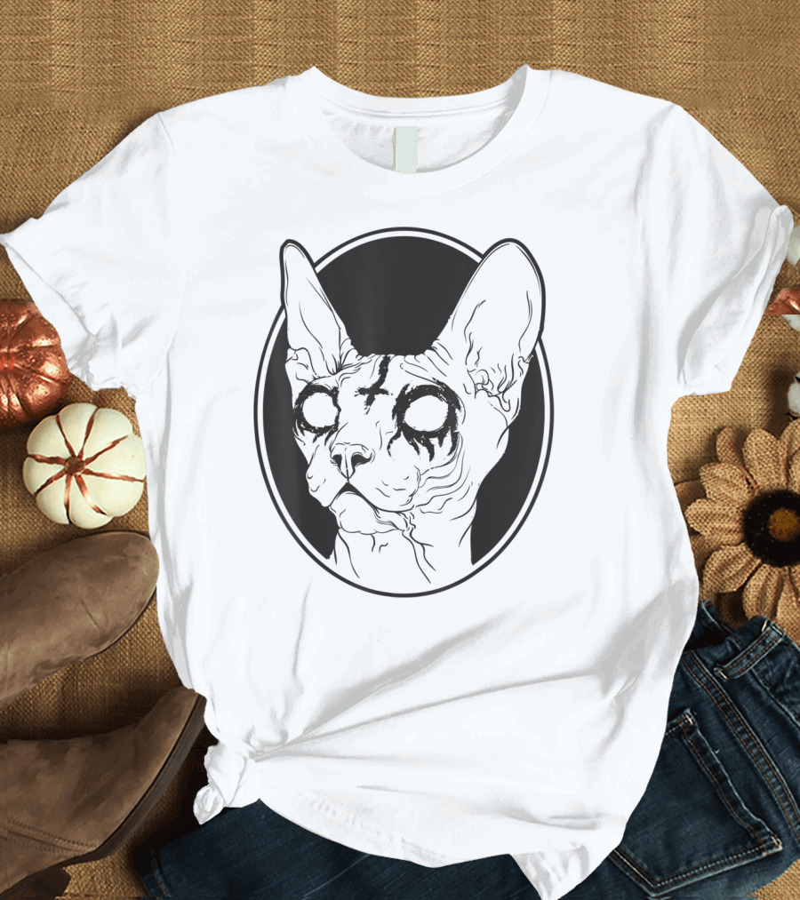 Pastel Goth Black Metal Sphynx Cat Death Met T-Shirt