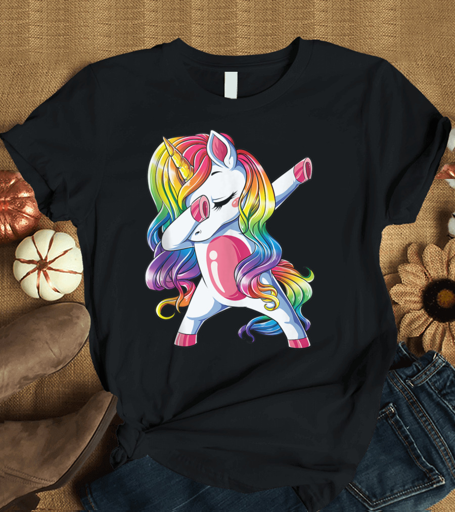 Dabbing Unicorn Funny Women Rainbow Unicorns Dab Colorful Pose T-Shirt