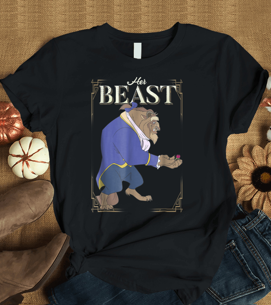 Disney Beauty and the Beast Her Beast Holding Rose T-Shirt