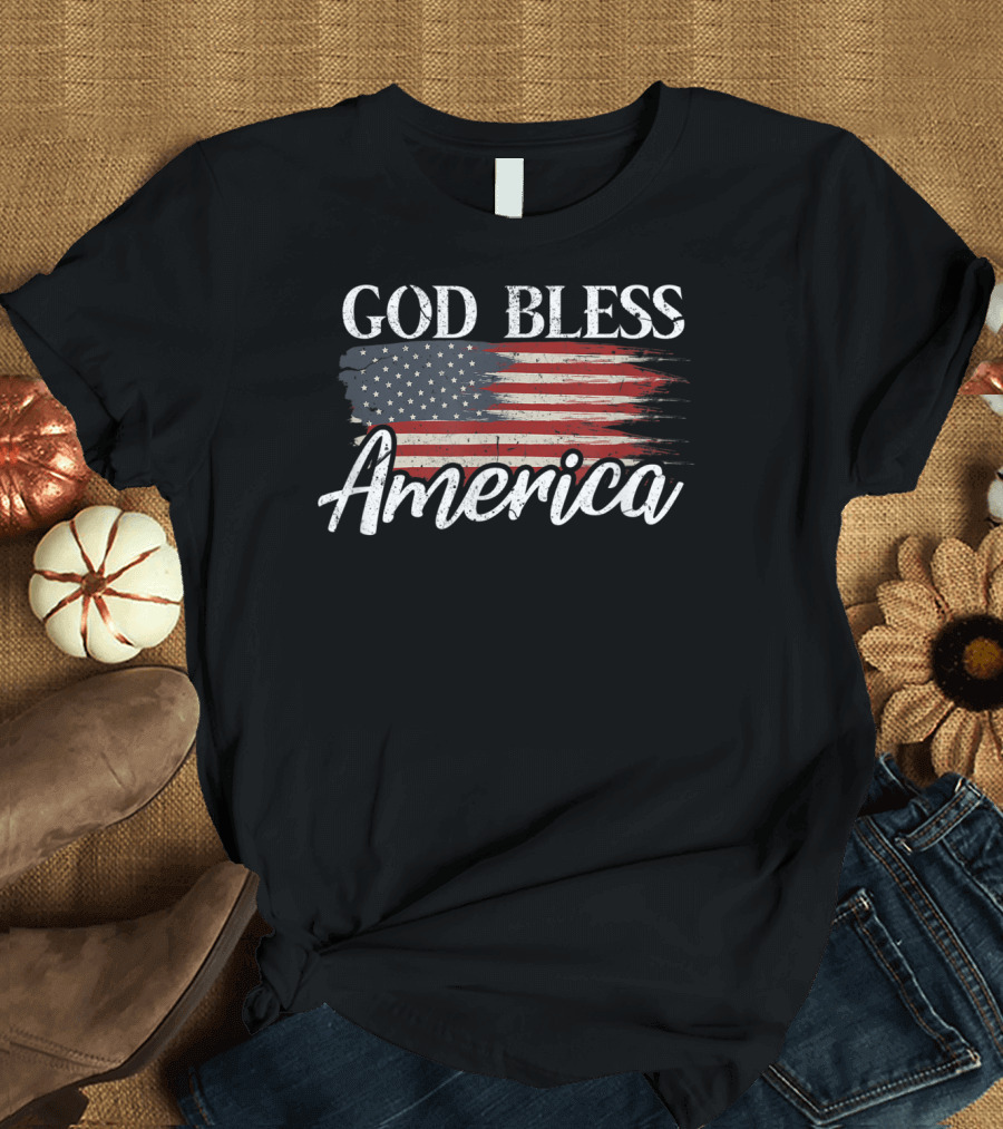 God Bless America 4th of July Patriotic US Flag T-Shirt
