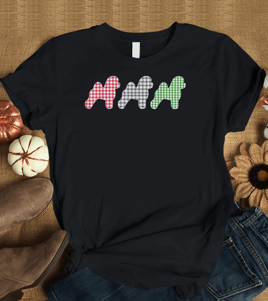 Bichon Frise Red Black Green Plaid Family T-Shirt