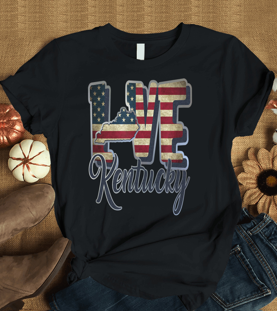 Kentucky Love USA Flag T-Shirt