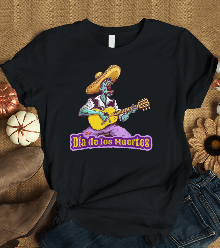 Día de los Muertos Zombie Guitar Player Mexico T-Shirt
