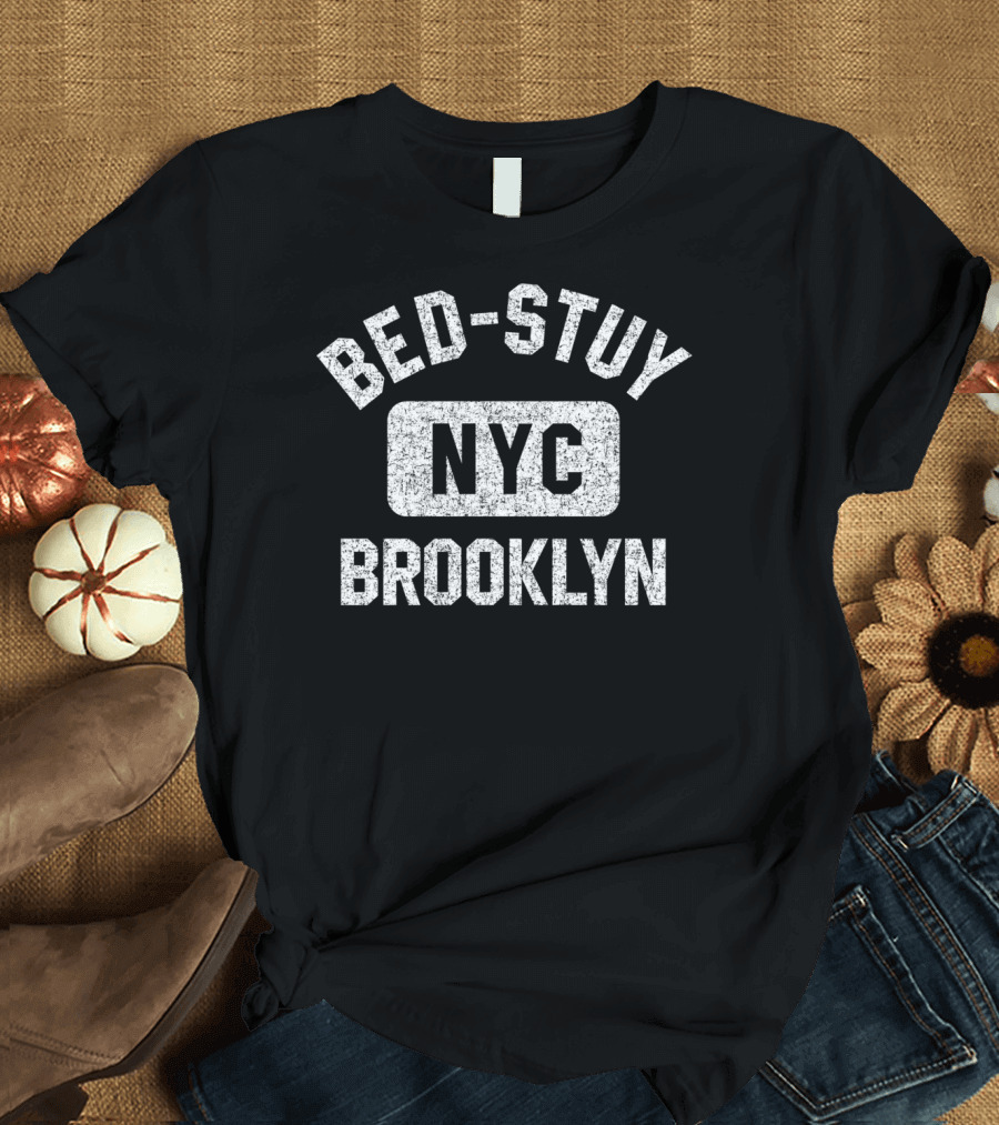 Bedstuy NYC Brooklyn Gym Style Distressed White T-Shirt