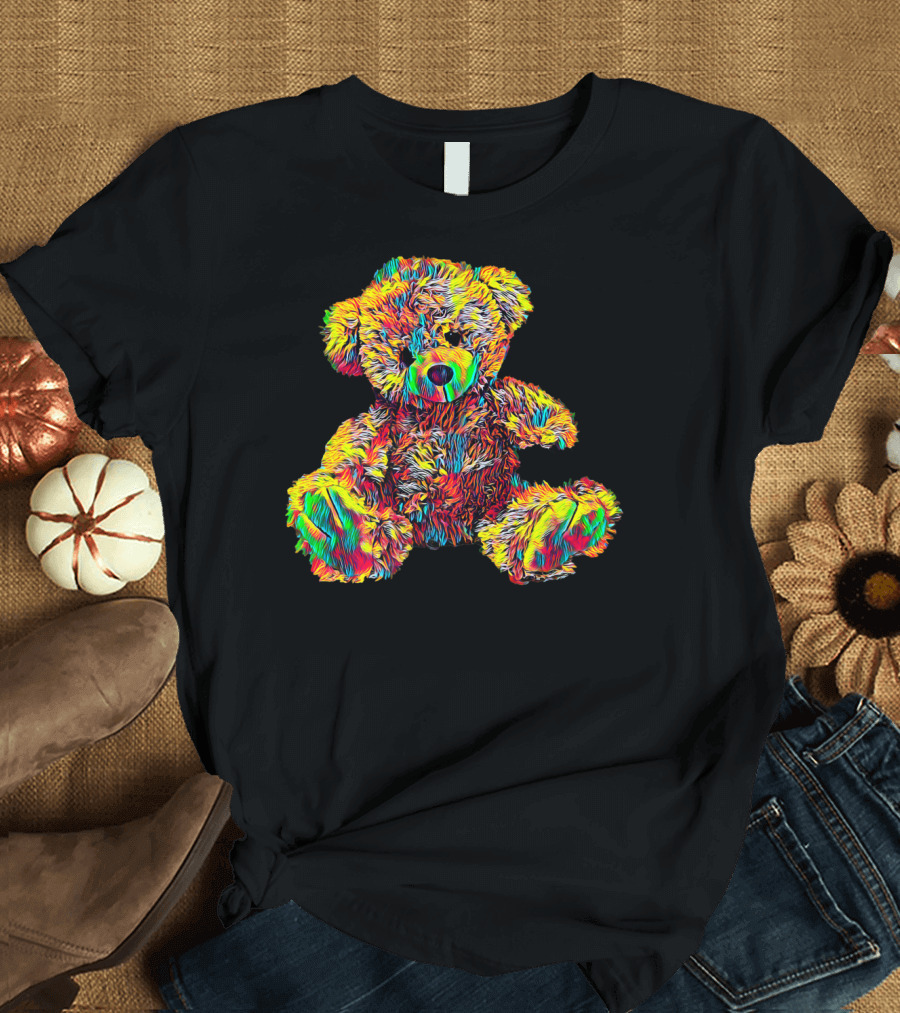 Cute Teddy Bear Stuffed Toy Rainbow Colors T-Shirt