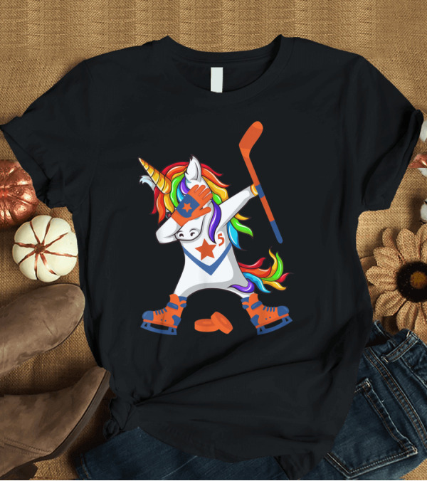 T-Shirt: Dabbing Unicorn Hockey Puck Squad Rainbow Dab T-Shirt Dabbing Unicorn Hockey Puck Squad Rainbow Dab T-Shirt