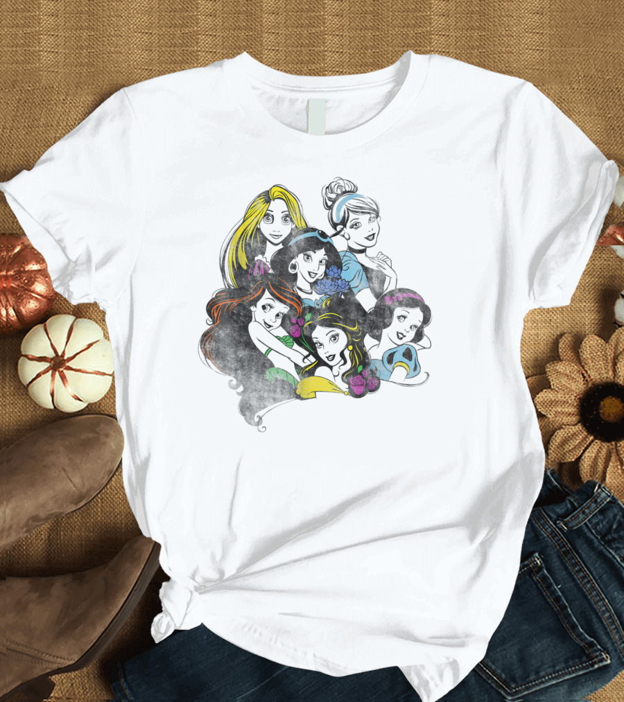 Disney Princess Group Vibrant Bold Color Pop T-Shirt