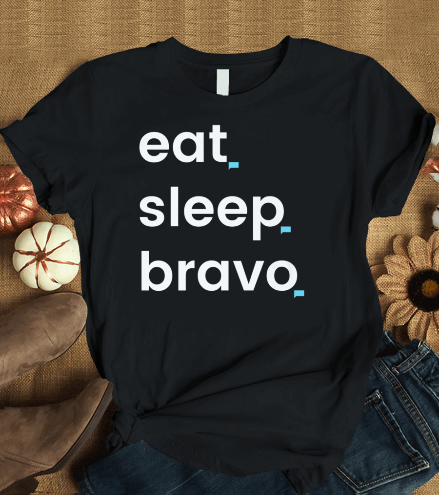 Eat Sleep Bravo Slimfit Official Minimalist Text Black T-Shirt