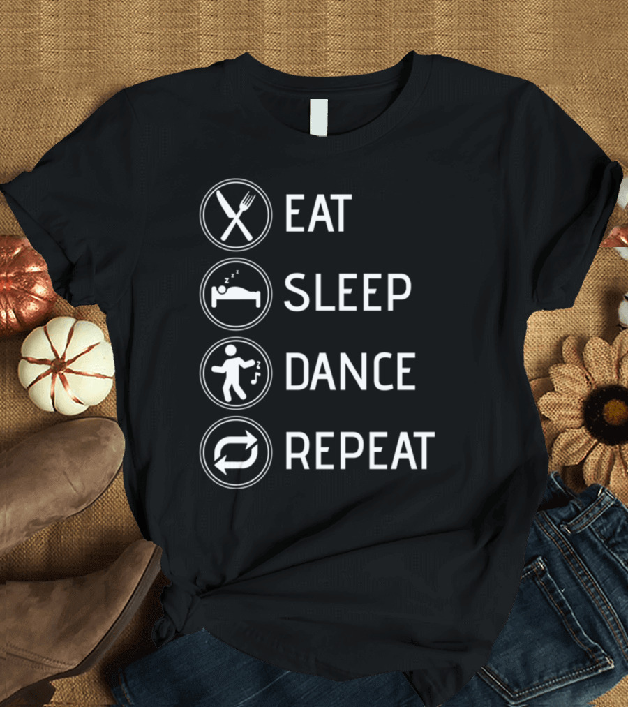 Eat Sleep Dance Repeat Boy Girl Ballet Dancer Icons T-Shirt